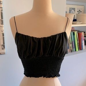 Black spaghetti strap crop top